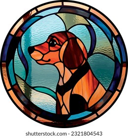 Dachshund Dog Stained Glass effect vector art illustration