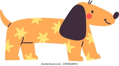 Dachshund Dog With Stars Pattern Vector Illustration