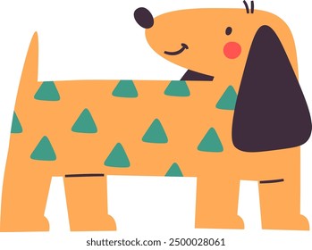 Dachshund Dog With Triangles Pattern Vector Illustration