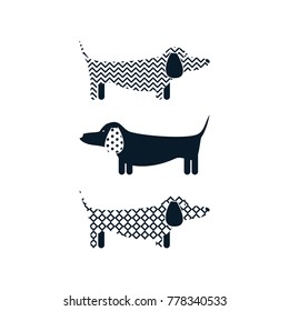 Dachshund dog tshirt cartoon design vector. Silkscreen clothing design print.