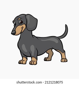 Dachshund Dog Vector Cartoon Illustration Clipart