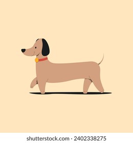 Dachshund dog. Vector illustration in flat design style.