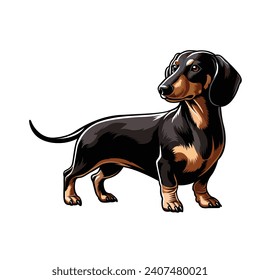 Dachshund dog vector illustration. This versatile design is ideal for prints, t-shirt, mug, sticker, poster, and many other tasks. Good for any commercial use. svg