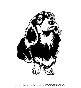 Dachshund Dog vector with a touch of black lines, facing upwards, suitable for use as a logo or clothing pattern for your business or community