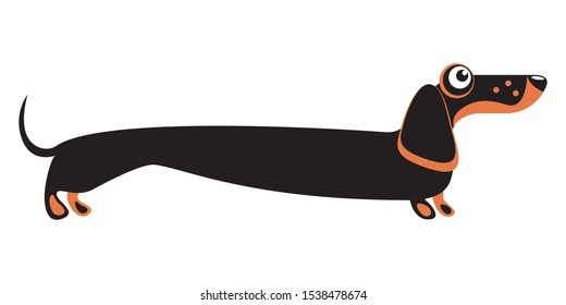 Dachshund dogs. Funny flat illustration.