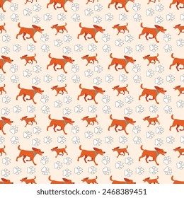 Dachshund Dogs Seamless Vector Pattern Design