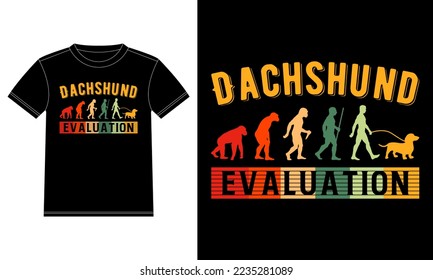 Dachshund Evaluation T-Shirt design template, Car Window Sticker, POD, cover, Isolated Black Background
