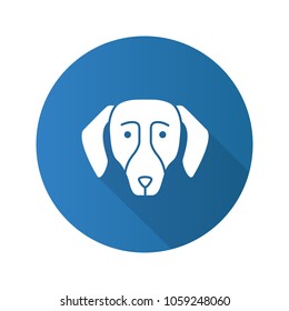 Dachshund flat design long shadow glyph icon. Hotdog. Hound dog breed. Vector silhouette illustration