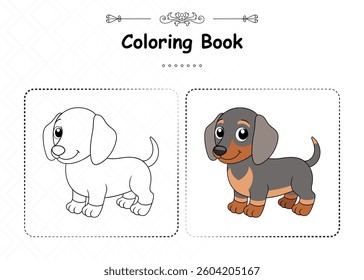 Dachshund Fun Coloring Page for Kids