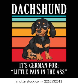 Dachshund es alemán para el pequeño dolor en el trasero, cachorro, cachorros, perros, perros graciosos, perros lindos, amantes de perros
