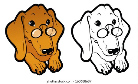 Dachshund in glasses vector