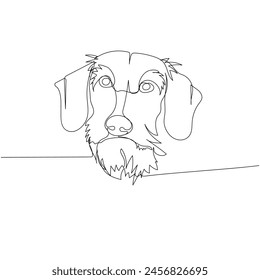 Dackel hart beschichtet, Drahthaar, Teckel, Hunderasse, Begleithund, Jagdhund one line art. Kontinuierliche Linie Zeichnung von Freund, Hund, Hund, Freundschaft, Pflege, Haustier, Tier, Familie, Hund.