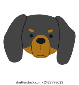 Dachshund Head 1 cute on a white background, vector illustration.