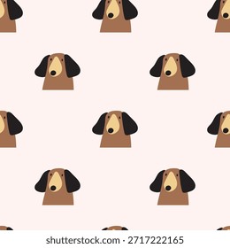 Dachshund Kopf flach Stil nahtloses Muster Vektorgrafik, moderne Hundegesicht Repeat Print