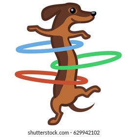 Dachshund With Hoops Vector Illustration