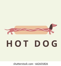 Dachshund hot dog cute and light vector festival illustration