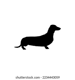 Dachshund icon. Simple style pet shop big sale poster background symbol. Dachshund brand logo design element. Dachshund t-shirt printing. vector for sticker.