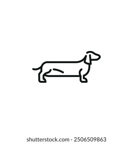 Dachshund icon. A simplified representation of a Dachshund, often a symbol of loyalty, companionship, and domestic life. Perfect for use in pet care, veterinary services. Vector illustration 