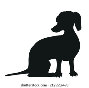 The dachshund icon sits a black silhouette of a dog