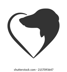 Dachshund Illustration Clip Art Design Shape. Dog Face Silhouette Icon Vector.