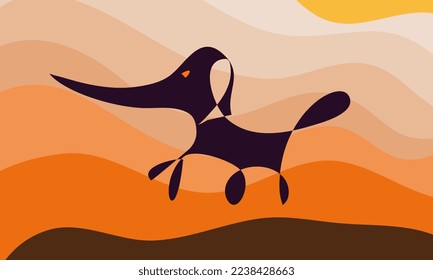 dachshund illustration for kids, high quality vector illustration