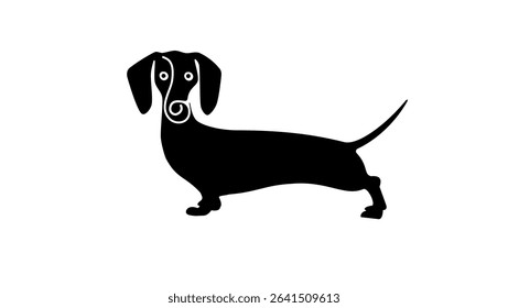 dachshund logo, black isolated silhouette
