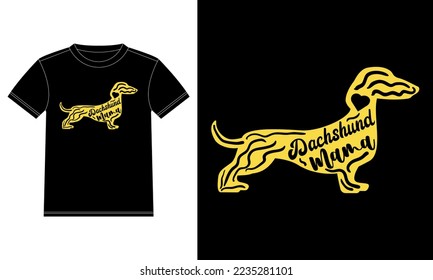 Dachshund Mama illustration T-Shirt design template, Car Window Sticker, POD, cover, Isolated Black Background
