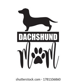 Dachshund Mom tshirt design vector with dog silhouette