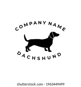 dachshund pet dog silhouette logo badge stamp vector illustration