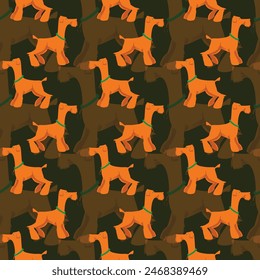 Dachshund Petrol Seamless Vector Pattern Design