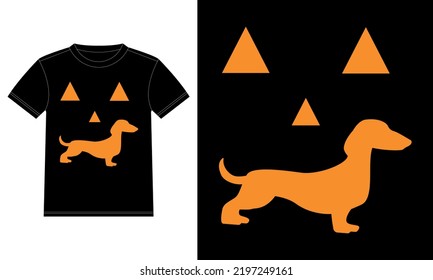 Dachshund Pumpkin Heartbeat Spider Web Funny Halloween T-Shirt