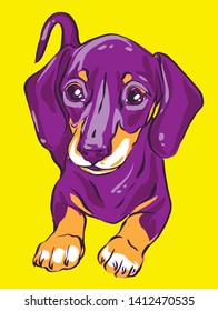 dachshund puppy vector pop art