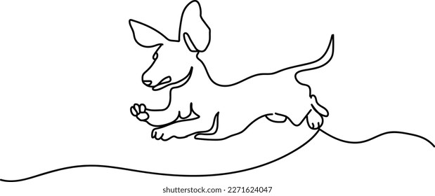 Dachshund Running Silhouette Line Art