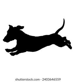 Dachshund runs Dog silhouette Breeds Bundle Dogs on the move. Dogs in different poses.
The dog jumps, runs. dog is sitting. The dog is lying down  playing