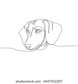 Dachshund de pelo corto, Teckel, raza de perro, perro de compañía, perro de caza una línea de arte. dibujo de línea continua de amigo, perro, perro, amistad, cuidado, mascota, animal, familia, canino.