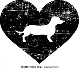 Dachshund Silhouette In Black Heart