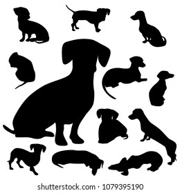 Dachshund Silhouette Collection Stock Vector (Royalty Free) 1079395190 ...