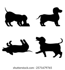 Dachshund Silhouette Running in a Field