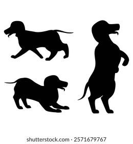 Dachshund Silhouette Running in a Field