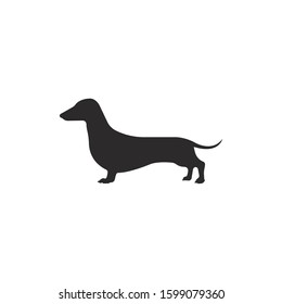 Dachshund silhouette vector on a white background