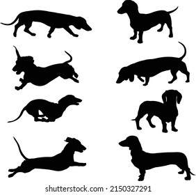 dachshund silhouettes collection - vector
