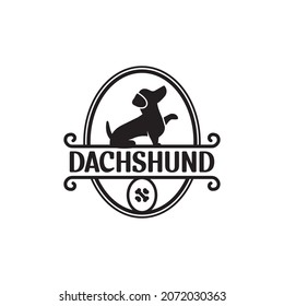 dachshund sitting dog logo vector illustration,vintage logo