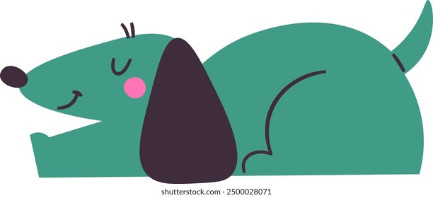 Dachshund Sleeping Dog Vector Illustration