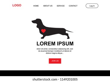 dachshund, small dog with big heart, illustrative landing page template