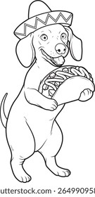 Dachshund Taco Animal Vetor Ilustração de Arte Gráfica