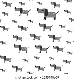 dachshund. universal seamless vector pattern with funny dogs. You can use an infinite texture to print on the background of a web page, fabric and paper, and children's items. Doodle style.