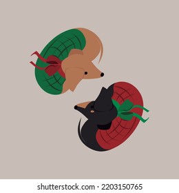 Dachshund vector. Christmas dogs. Dog design seamless illustration.