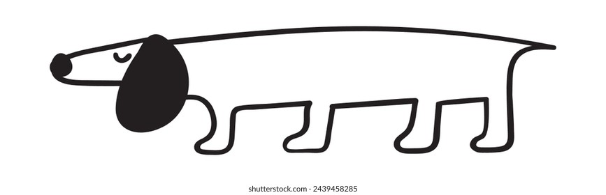 Dachshund. Vector design. Cute dog. Isolated icon. Hand drawn illustration on white background.