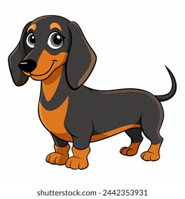 Dachshund vector illustration isolated on white background in cartoon style svg