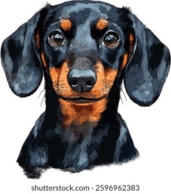 Dachshund Vector Illustration Isolated on White Background.